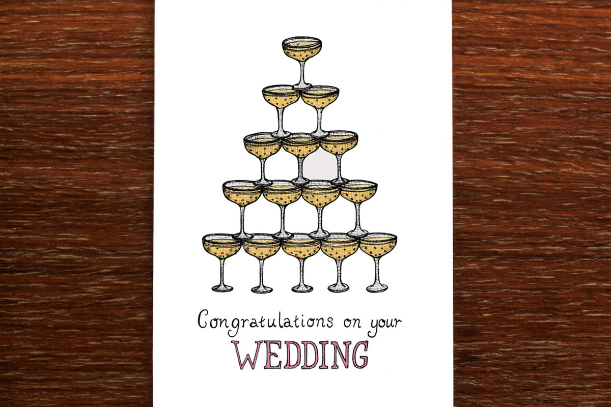 Champagne Tower - Congratulations Wedding Card