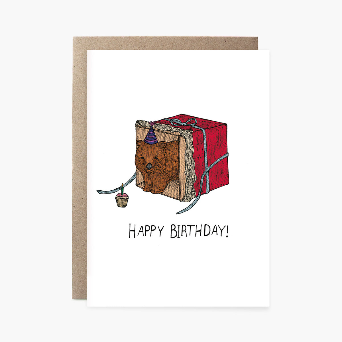 Wombat's Present - Australian Birthday Card