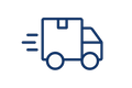 Create a fast shipping that is only an outline. Use a thick smooth line in the colour #345A83. Make it 100 px by 100px