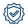 Create a quality guaranteed icon that is only an outline. Use a thick smooth line in the colour #345A83