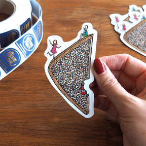 photo of a fairy bread magnet being packaged 