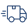 Icon of a delivery truck with a box on a white background