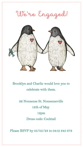 Penguin Love - Digital Invitation