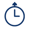 Blue clock icon on a white background