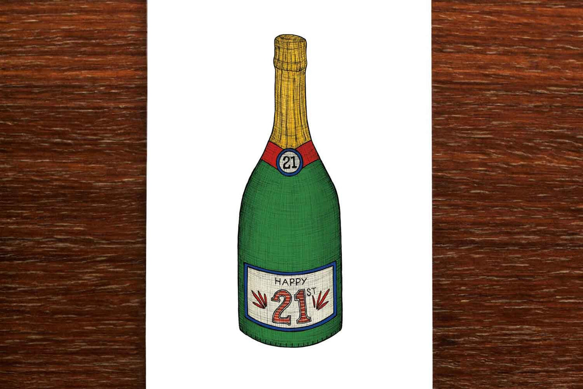 Twenty-One Champagne - 21st Birthday Card