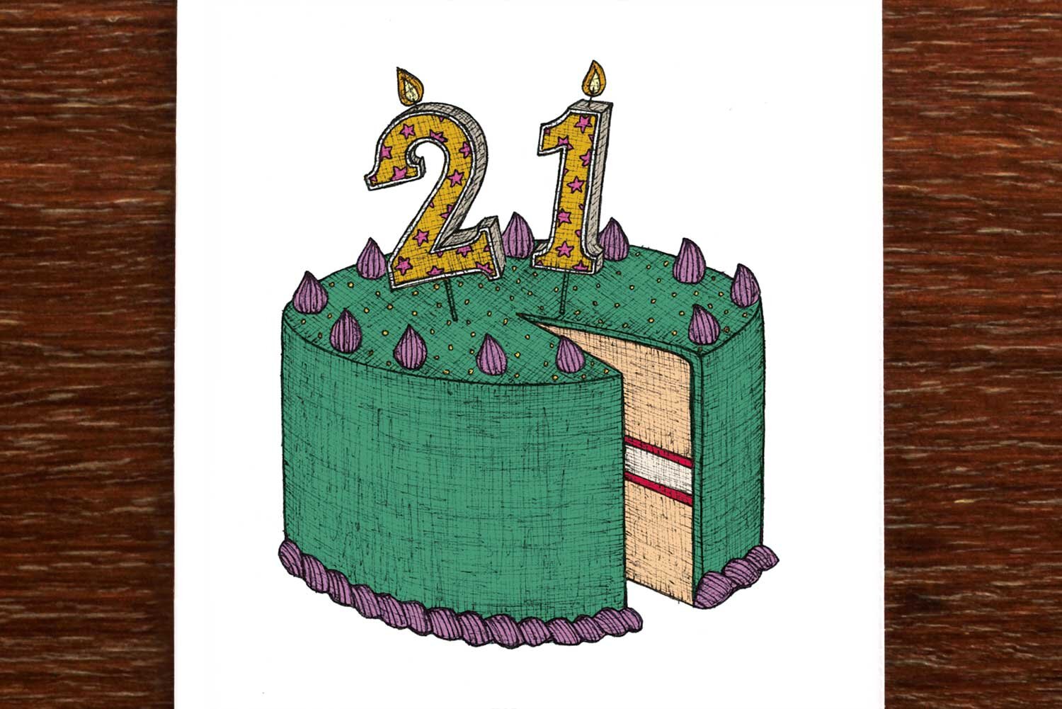 Twenty-First Birthday Cake - 21st Birthday Card