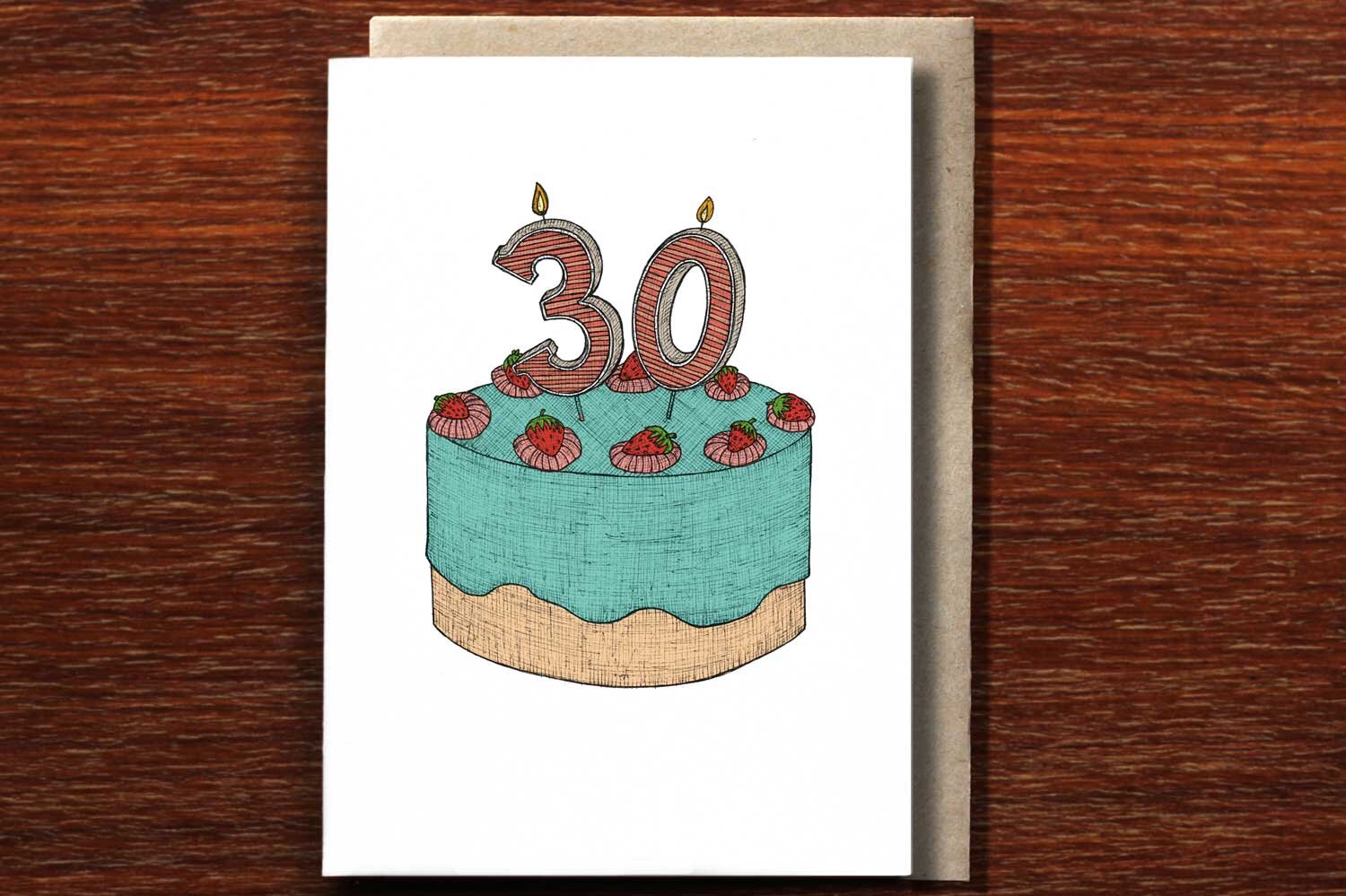 Thirtieth Birthday Cake - 30th Birthday Card