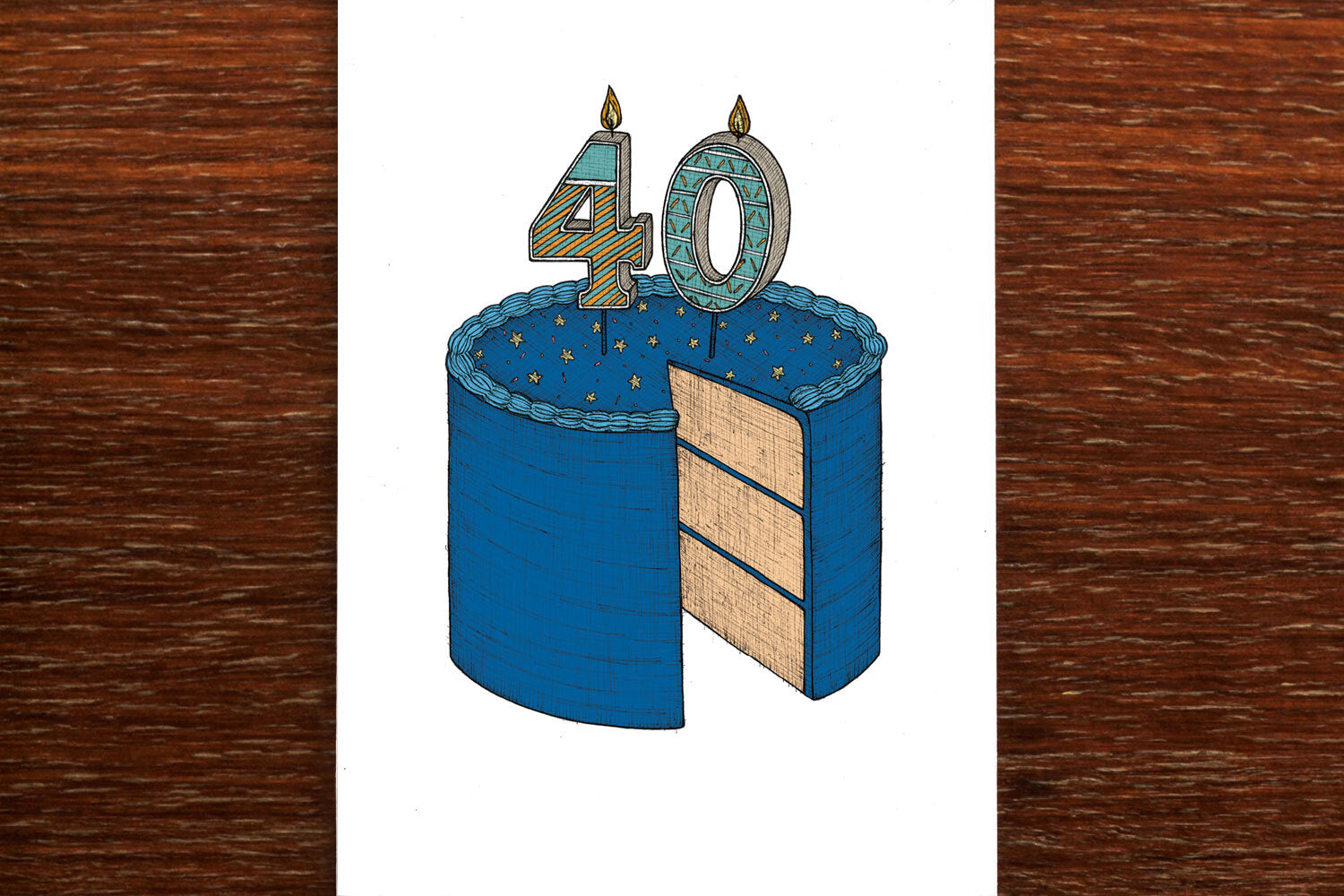 Fortieth Birthday Cake - 40th Birthday Card