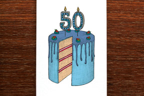 Fiftieth Birthday Cake - 50th Birthday Card