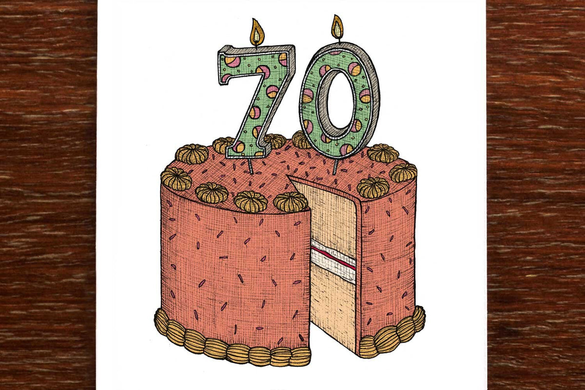 Seventieth Birthday Cake - 70th Birthday Card