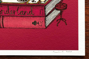 Alice in Wonderland artwork artist signature close up