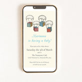 Digital invitation for a baby shower with an illustration of parachutes and baby blocks