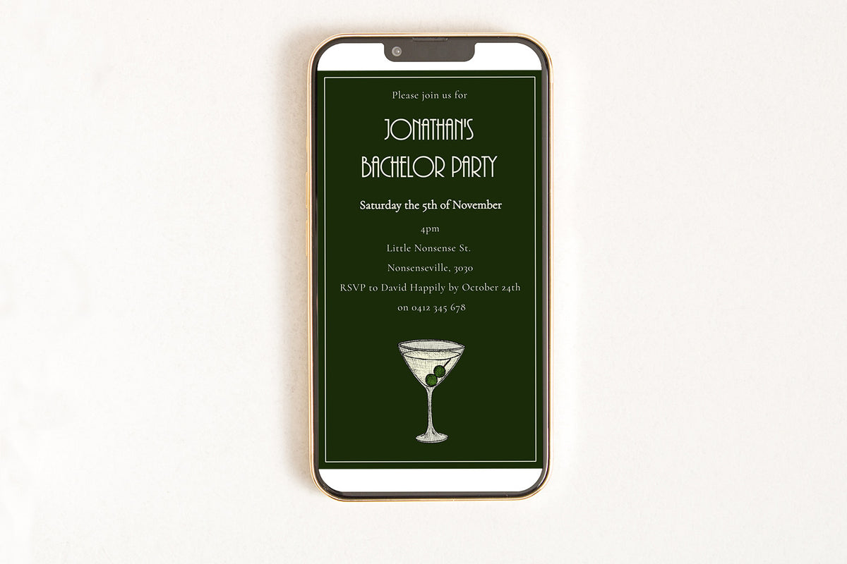 Bachelor Party Martini - Digital Invitation