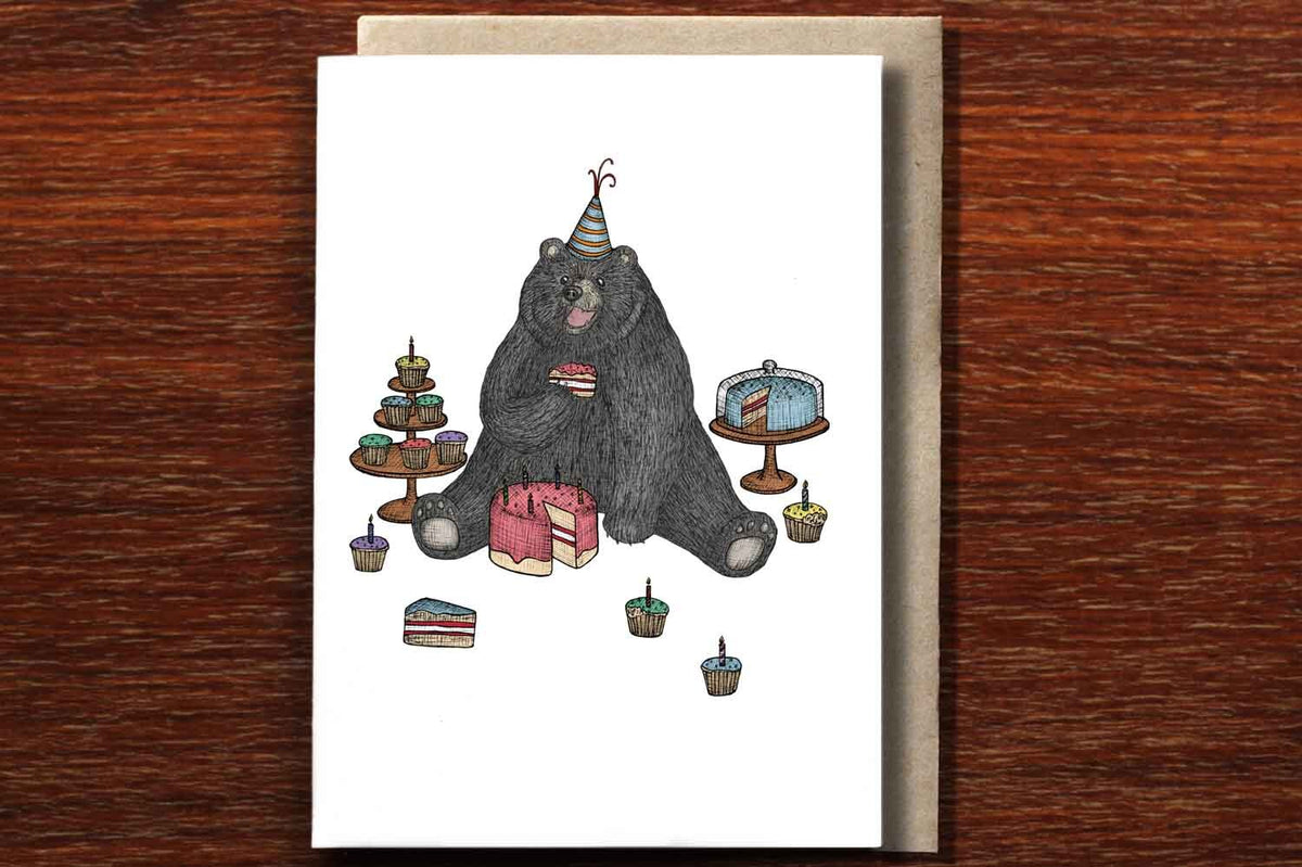 The Bear who Loves Cake - Happy Birthday Card
