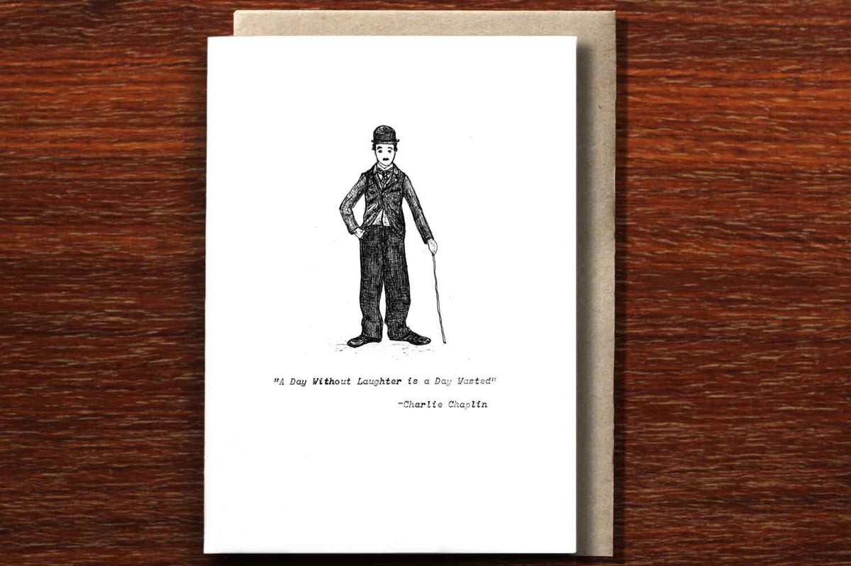 Charlie Chaplin: A Day Without Laughter - Handmade Greeting Card