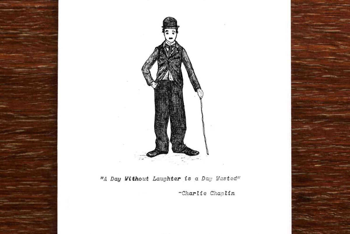 Charlie Chaplin: A Day Without Laughter - Handmade Greeting Card