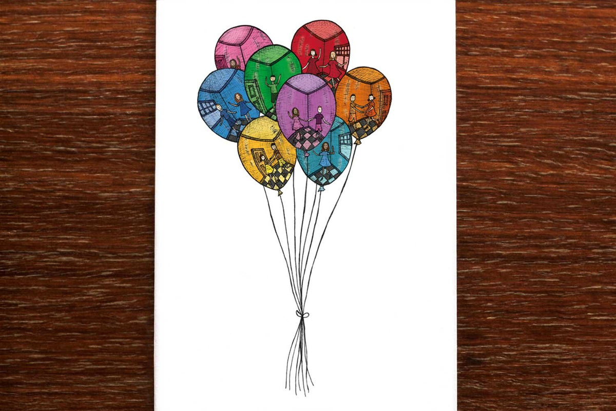 Dancing in Balloons - Greeting Card