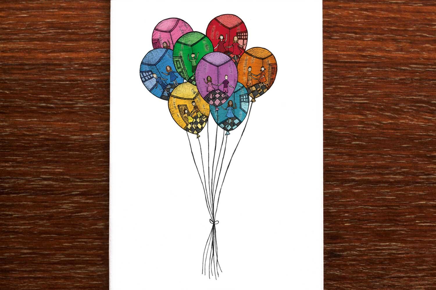 Dancing in Balloons - Greeting Card