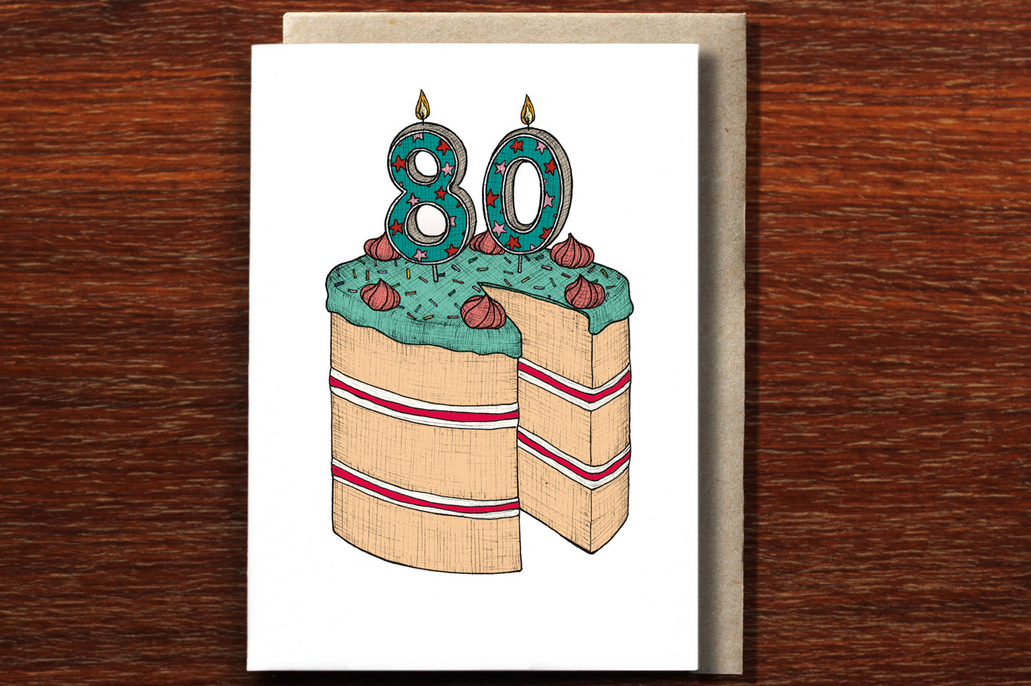 Eightieth Birthday Cake - 80th Birthday Card