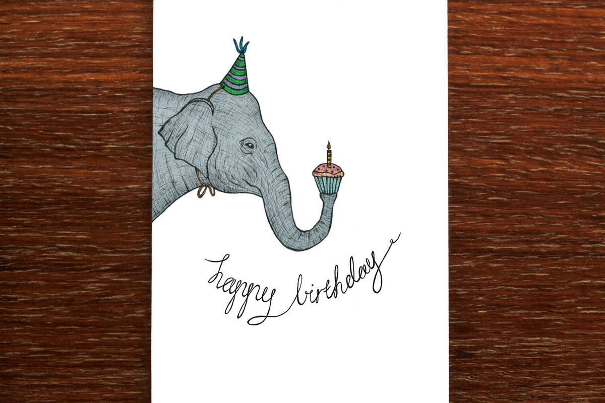 Birthday Elephant - Happy Birthday Card
