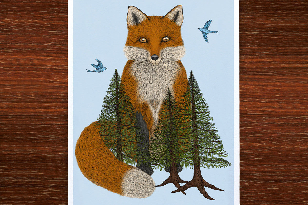 Fox in the Woods - Art Print