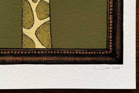 Gerald the giraffe artwork artist signature close up