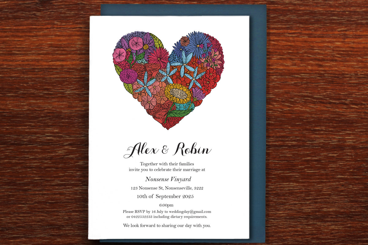 Heart of Flowers - Wedding Invitation