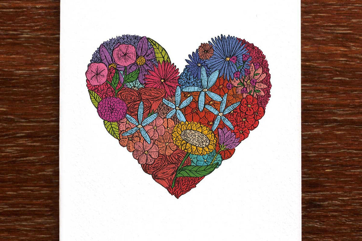 Heart of Flowers - Loving Card