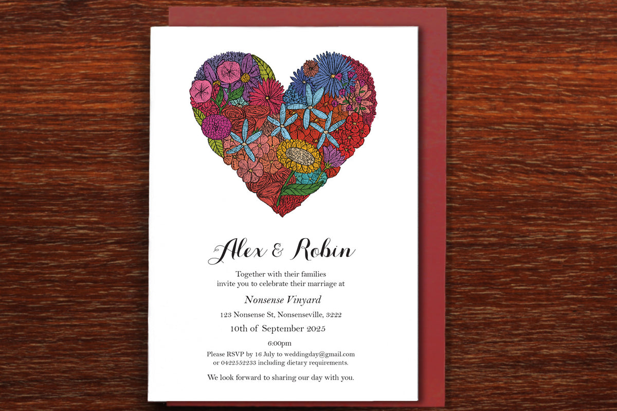 Heart of Flowers - Wedding Invitation