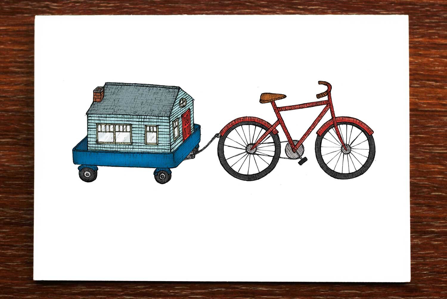 Home on a Bicycle - Greeting Card