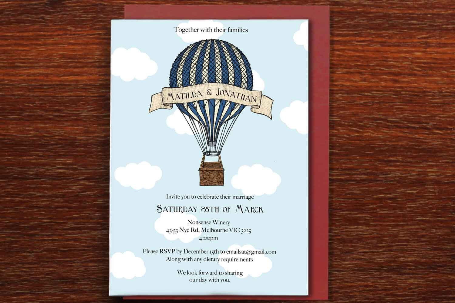 Birds &amp; Balloons - Wedding Invitation Complete Set