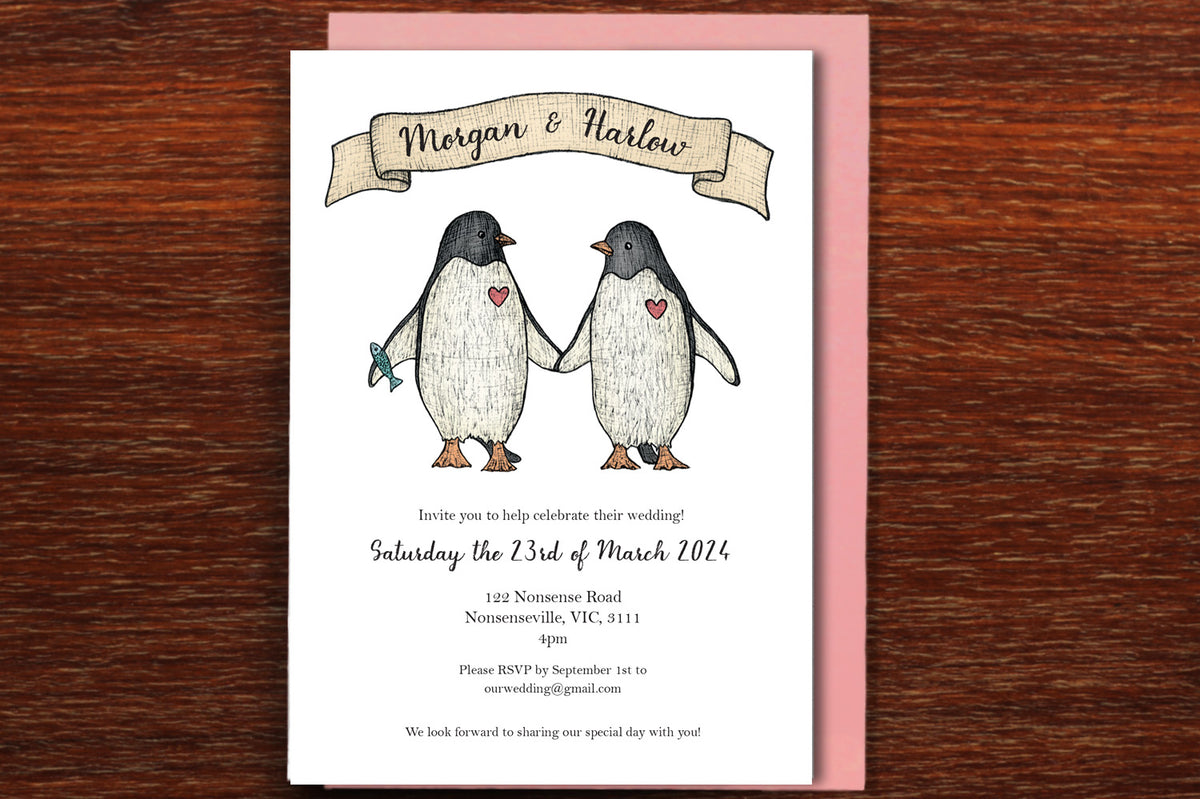 Penguin Love - Wedding Invitation