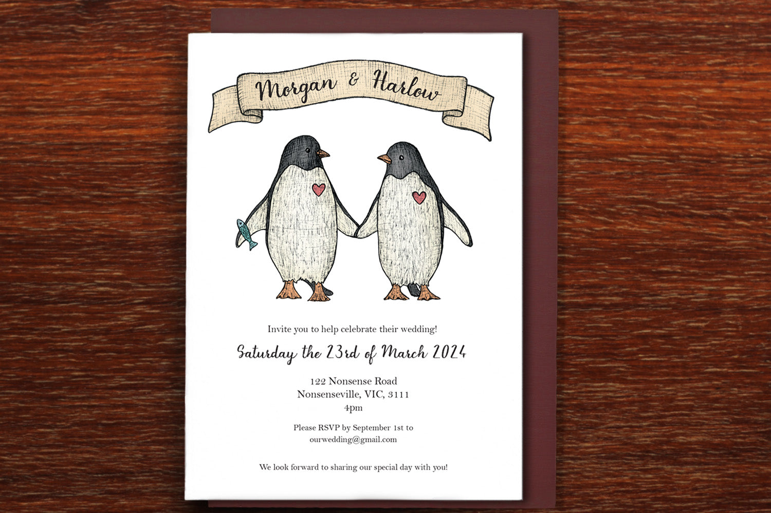 Penguin Love - Wedding Invitation