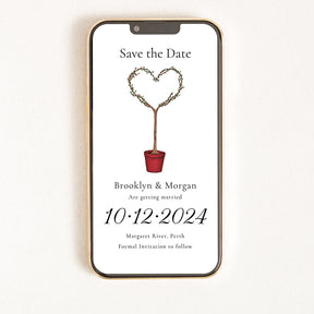 Digital save the date invitation with a floral shaped tree.