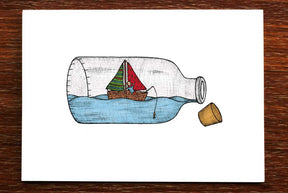 Ship in a Bottle - Greeting Card