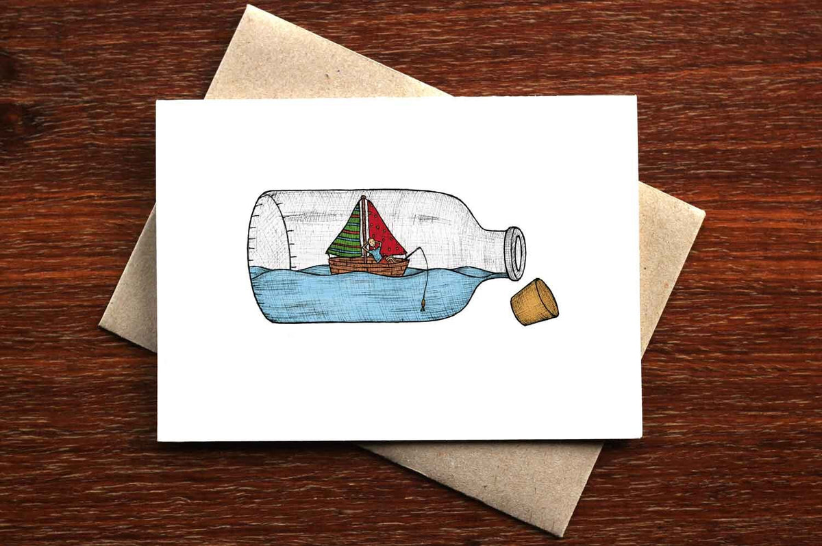 Ship in a Bottle - Greeting Card