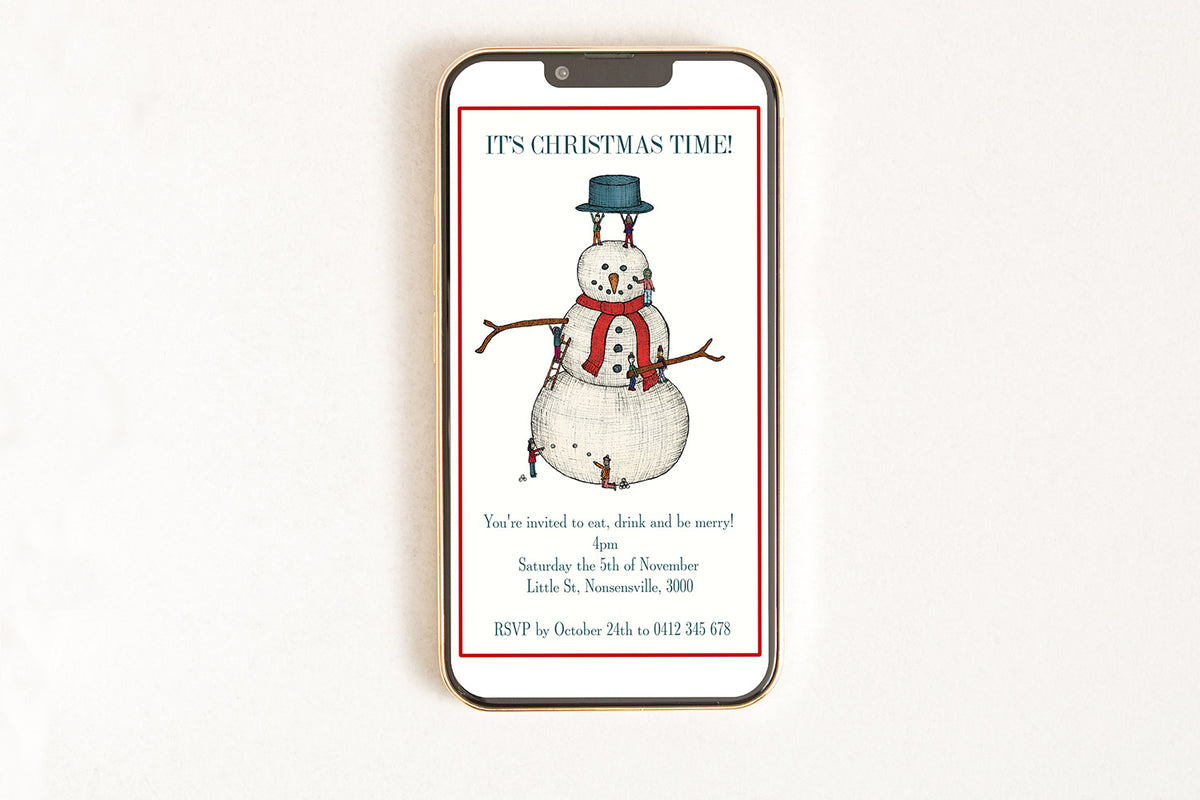 Christmas Party Snowman - Digital Invitation