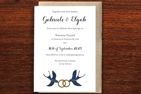 Flying Swallows - Wedding Invitation