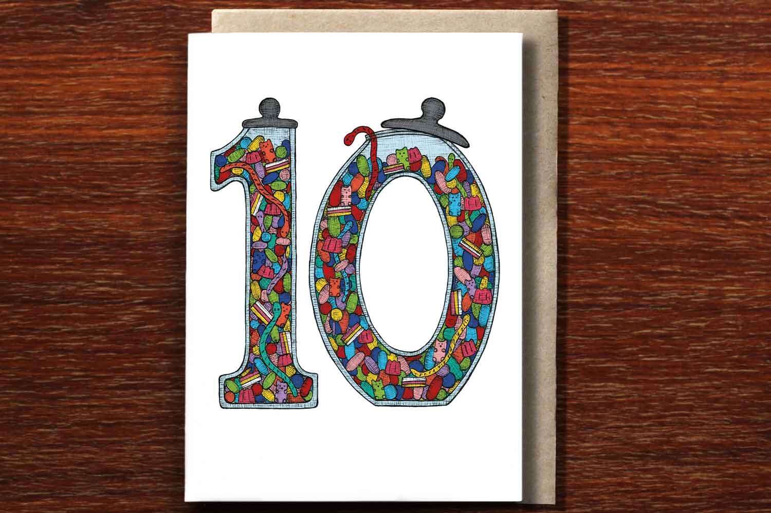 Number Ten - 10th Birthday Card
