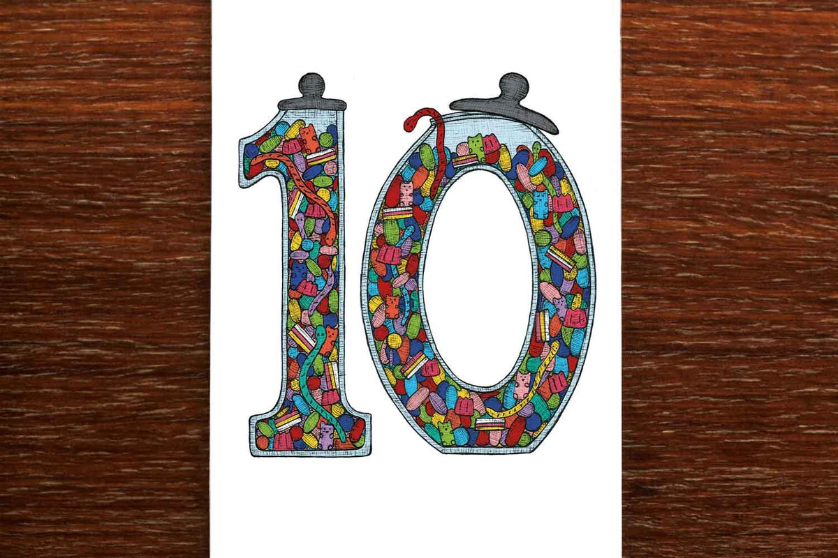 Number Ten - 10th Birthday Card