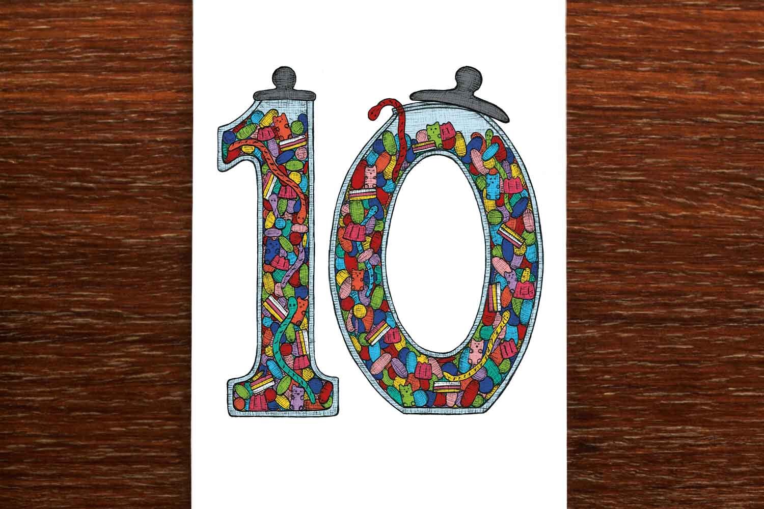Number Ten - 10th Birthday Card