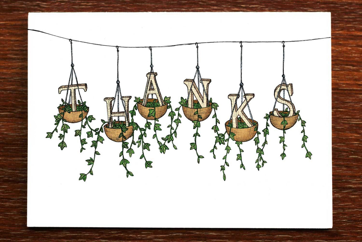 Thanks Hanging Plants - Thank You Greeting Card