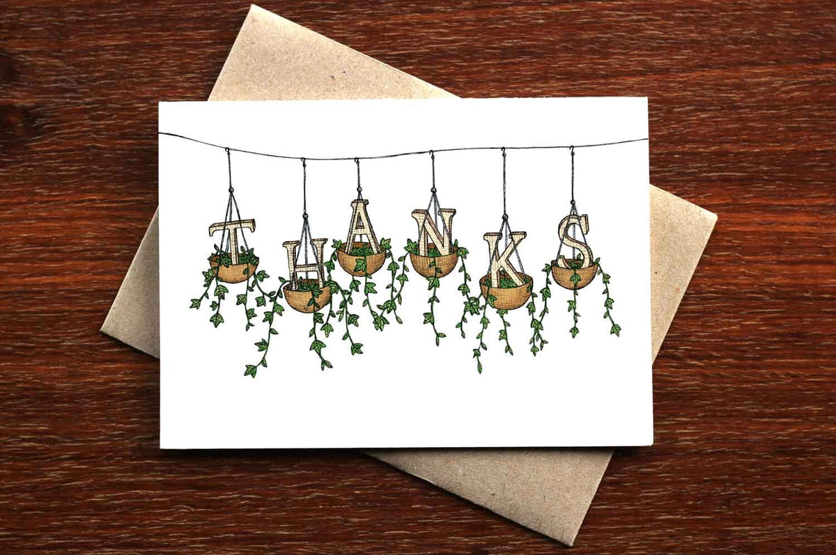 Thanks Hanging Plants - Thank You Greeting Card