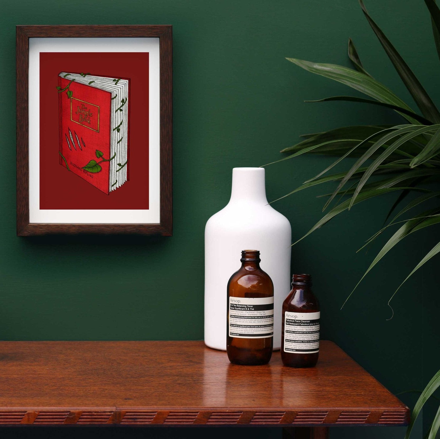 The Jungle Book art print framed on a green wall