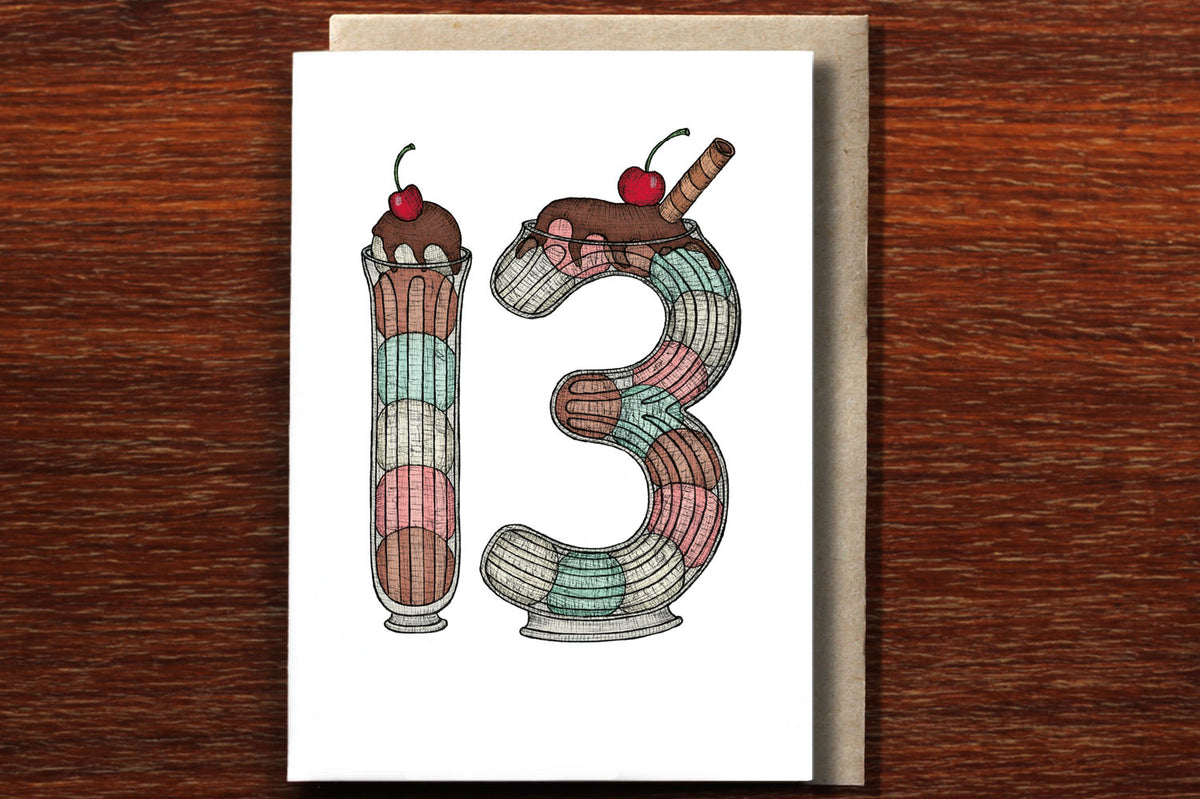 Number Thirteen - 13th Birthday Card