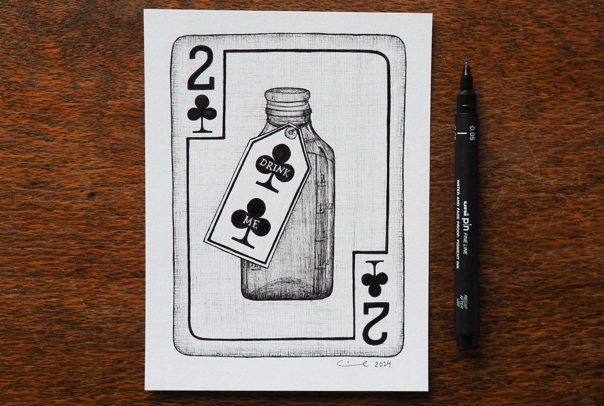 Two of Clubs Original - Alice in Wonderland art