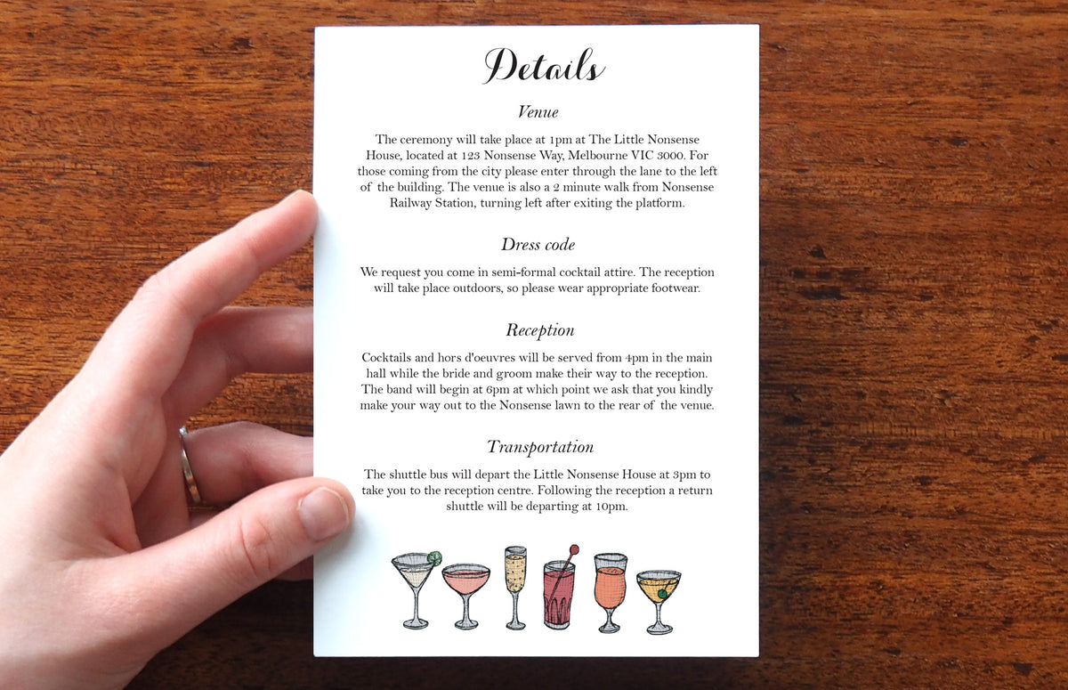 Cocktails - Wedding Details
