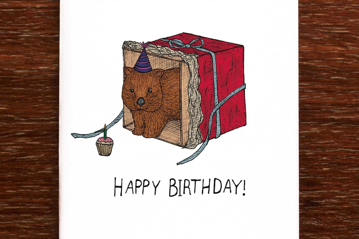 Wombat's Present - Australian Birthday Card