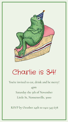 Birthday Party Frog - Digital Invitation