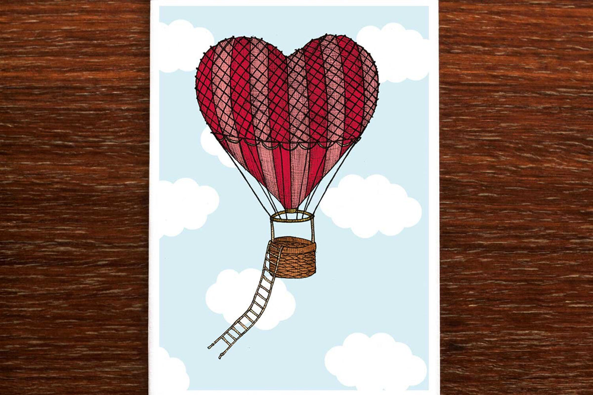 Love Heart Hot Air Balloon - Loving Card